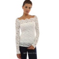 Ladies White See Through Off Shoulder Lace Tops Dernier design